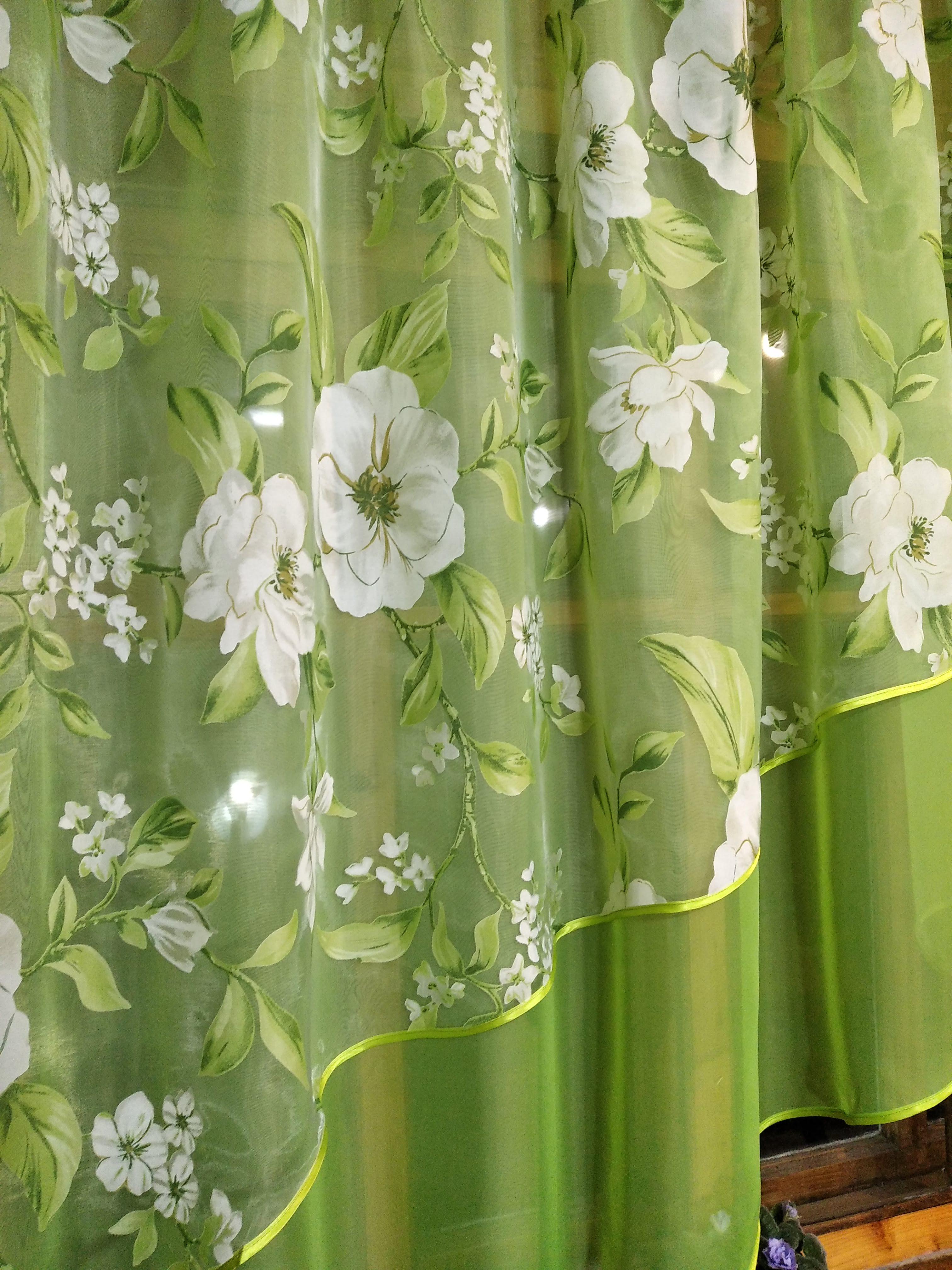 Занавеска короткая готовая Ника левая Салатовый/Яблочный (1216675073) - фото 3