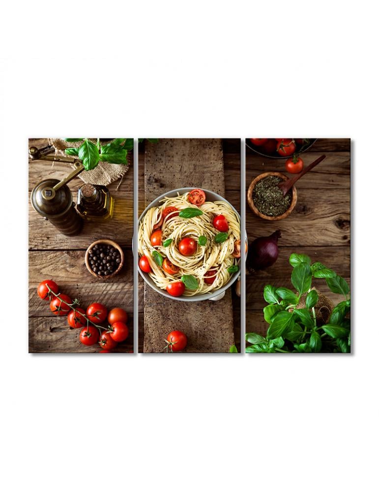 Картина модульная Спагетти с томатами 3 модуля 120x180 см