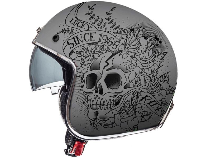 Мотошлем MT HELMETS Jet Le Mans 2 SV Skull&Roses S Grey Mat