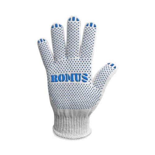 Перчатки трикотажные с ПВХ вкраплением Romus 3-нить 2 шт. Белый (8310R)