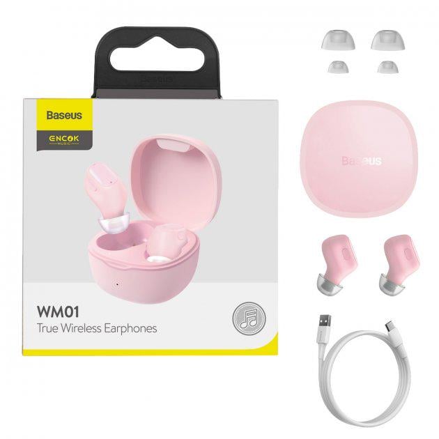 Наушники Bluetooth Baseus Encok True Wireless Earphones WM01 NGWM01-0Y Pink (14af0016) - фото 6