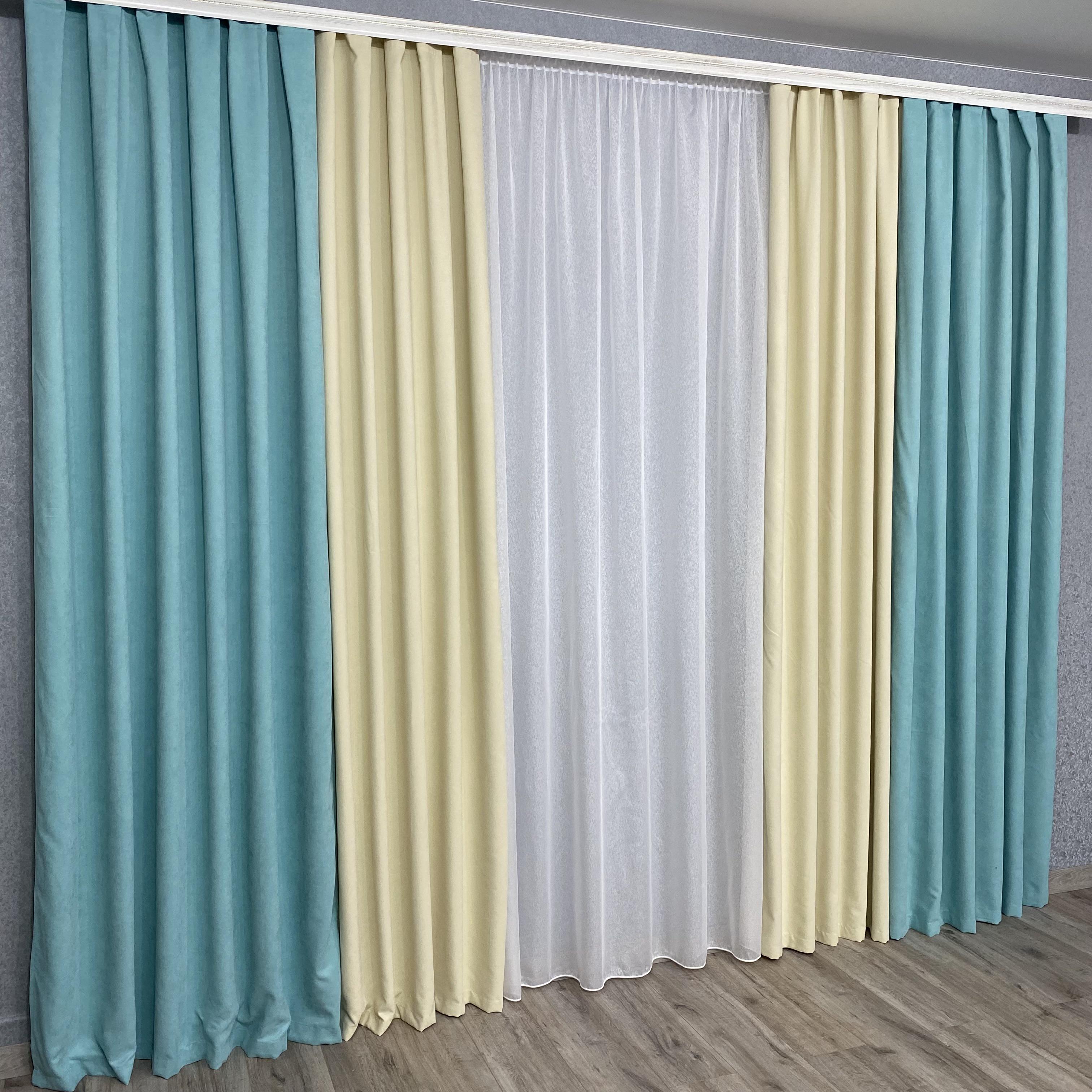 Шторы TG Home Дуэт №450 микровелюр 1,50х2,70 м Мятно-кремовый (450-250/208) - фото 7