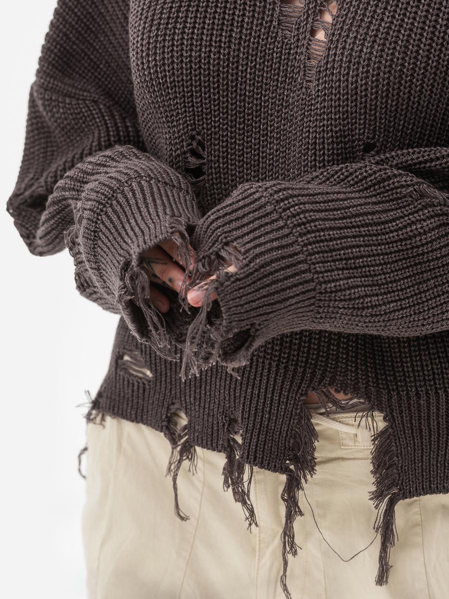 Свитер женский с рваным эффектом SVTR р. 42-50 Капучино (562) - фото 3