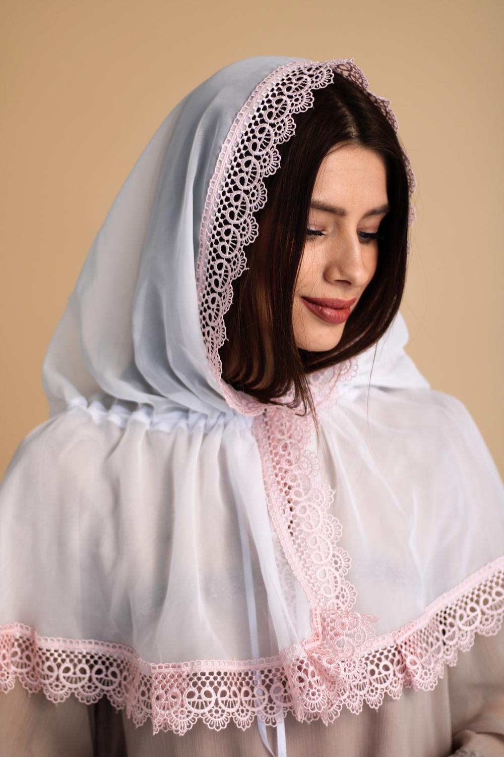 Палантин для храма на голову 80x120 см Белый (п026) - фото 9 Палантин для храма на голову 80x120 см Белый (п026) - фото 9