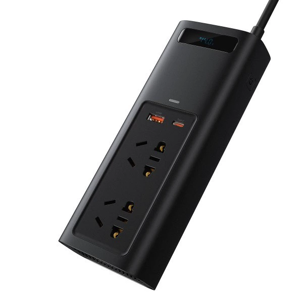 Инвертор Baseus Power Inverter 150 Вт 220 в CN/EU 2 розетки + USB + Type-C 5 A с технологией QC3.0 + PD3.0 Черный (12154323) - фото 2 Инвертор Baseus Power Inverter 150 Вт 220 в CN/EU 2 розетки + USB + Type-C 5 A с технологией QC3.0 + PD3.0 Черный (12154323) - фото 2