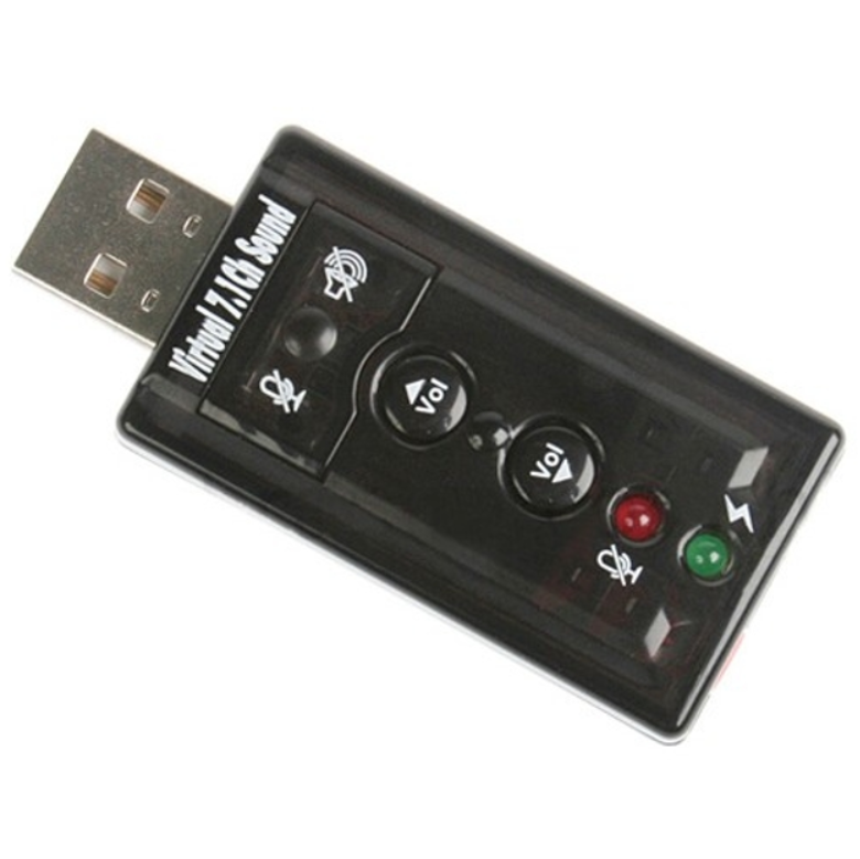 Звуковая карта USB 7.1 3D звук регулятор громкости Black (287247)