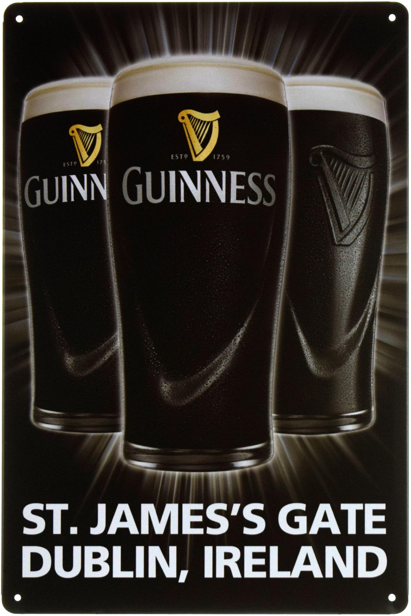 Табличка металлическая Гиннесс/Guinness St James's Gate Dublin, Ireland 20x30 см