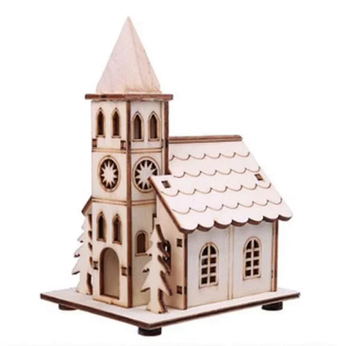 Рождественские украшения для дома из дерева и светодиодных лампочек 14 см