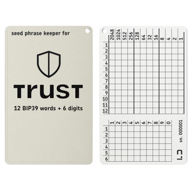 Планшет мнемонический Lapua Seed Phrase Keeper for Trust Wallet 12 BIP39 слов/6 PIN цифр 3 шт. (LSPKTW/34076607)