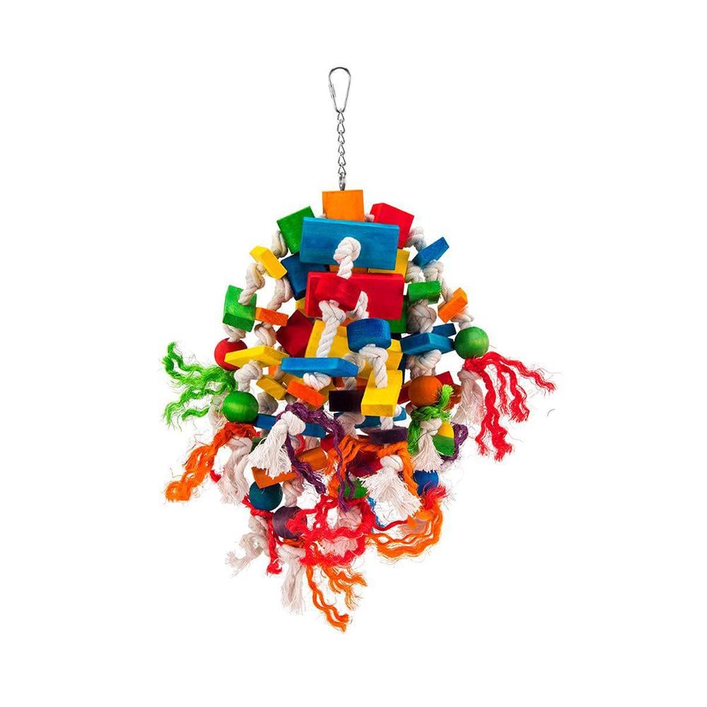 Игрушка для больших и средних попугаев Ара/Жако/Амазон Клубок подвесная из дерева и деревянных материалов Разноцветный (PG-07)