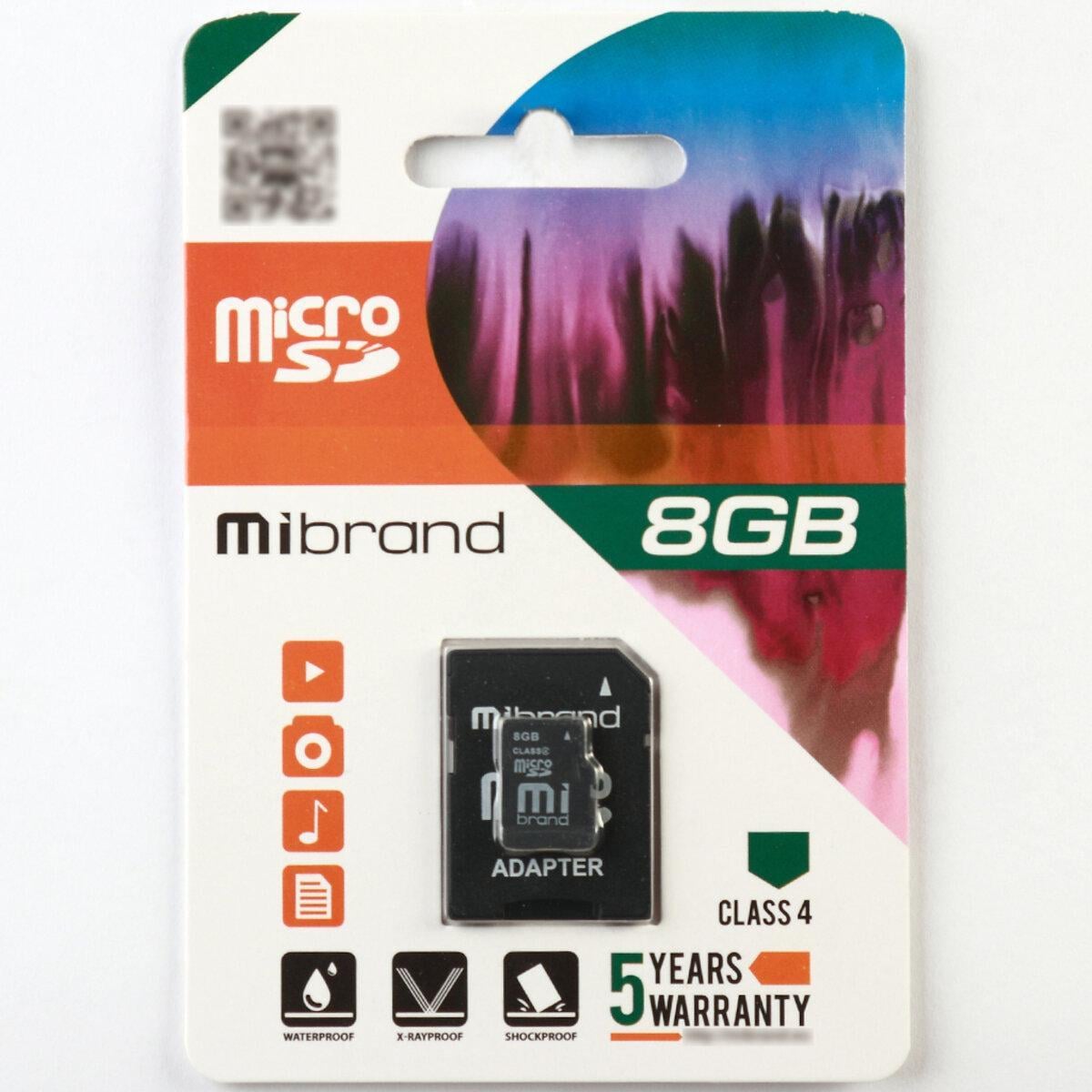 Карта пам'яті microSDHC Mibrand 8 Gb class 4