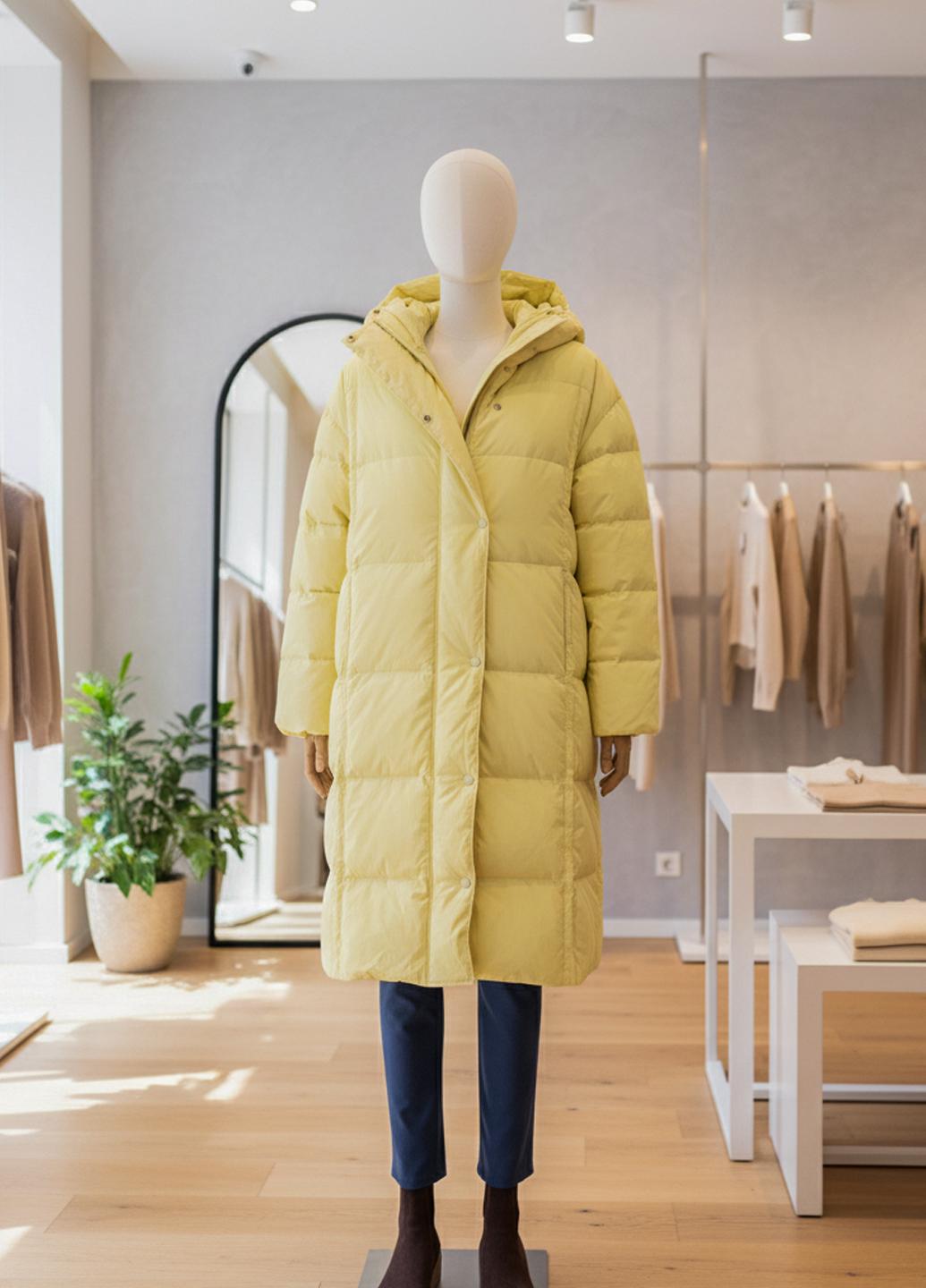 Пуховик женский Number Nine DW-202 с капюшоном р. 44 Желтый (DW-202-44) - фото 8