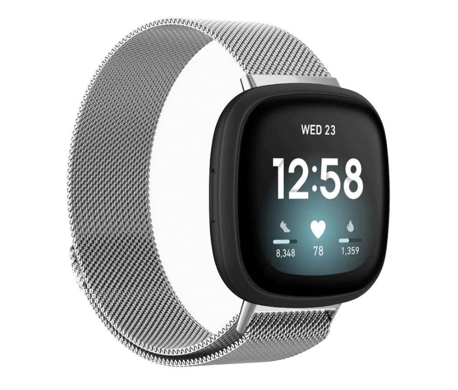 Миланский сетчатый ремешок Primo для часов Fitbit Versa 3/Fitbit Sense L Silver