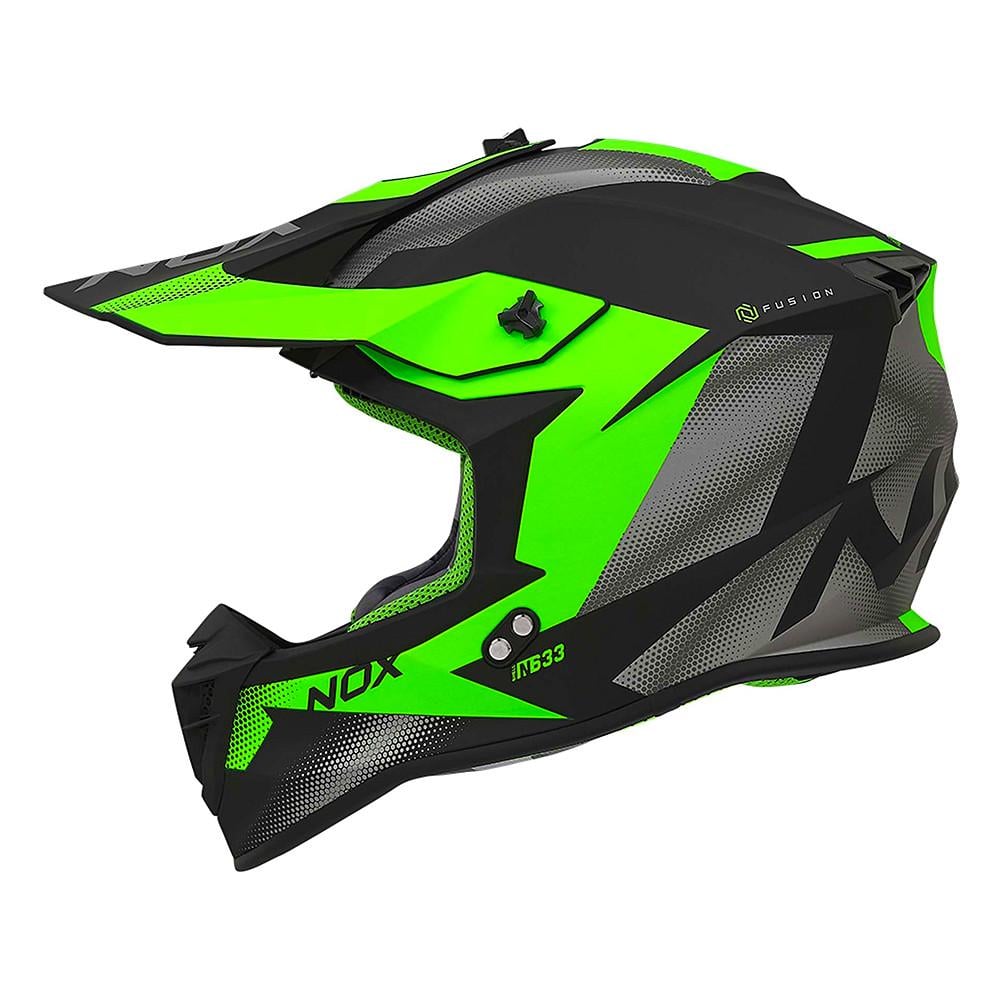 Мотошлем NOX N633 Fusion L Matt Black/Green (32341)