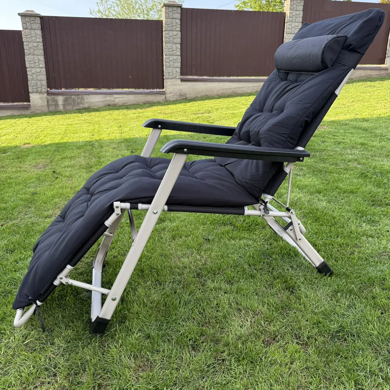 Шезлонг садовый тканевый с матрасом Garden Серый/Черный - фото 5 Шезлонг садовый тканевый с матрасом Garden Серый/Черный - фото 5