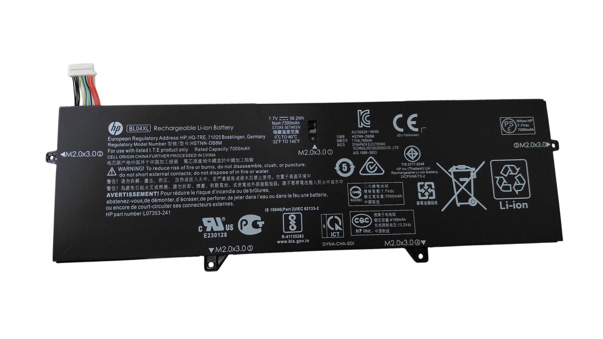 Аккумулятор для ноутбука HP BL04XL EliteBook x360 1040 G5 7,7V 7300 mAh