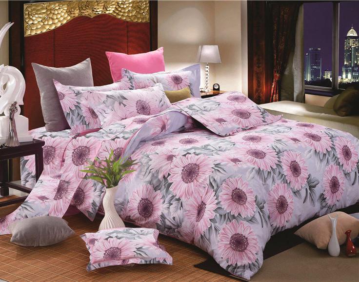 Простынь на резинке Вилена Голд бязь 90х200 см/25 см Серый/Розовый