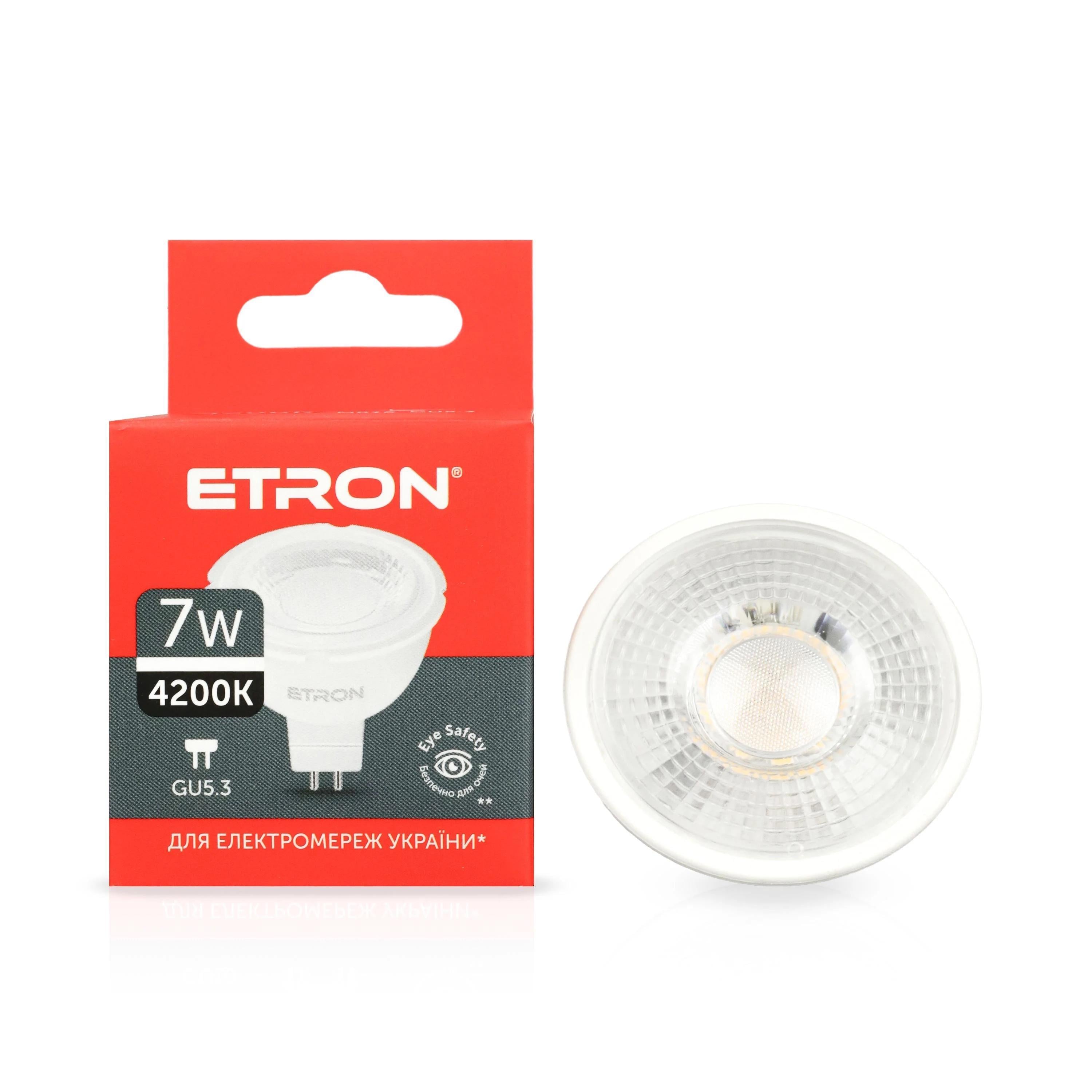 Світлодіодна лампа ETRON MR16 7W 4200K 220V GU5.3 (1-ELP-854)