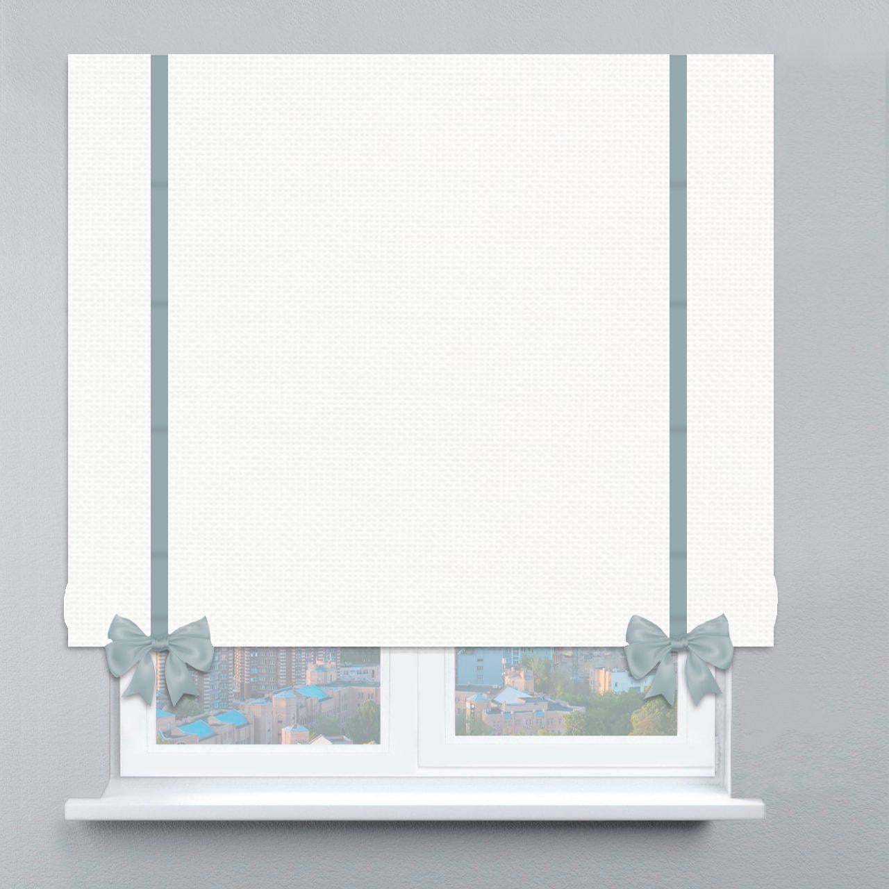 Римская штора с цепочным карнизом рогожка Premium с лентой и бантом 140х170 см Белый