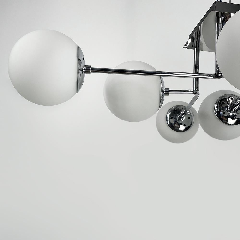 Люстра современная потолочная на 8 белых плафонов Хром (2693/8 (new) CH/WT) - фото 4