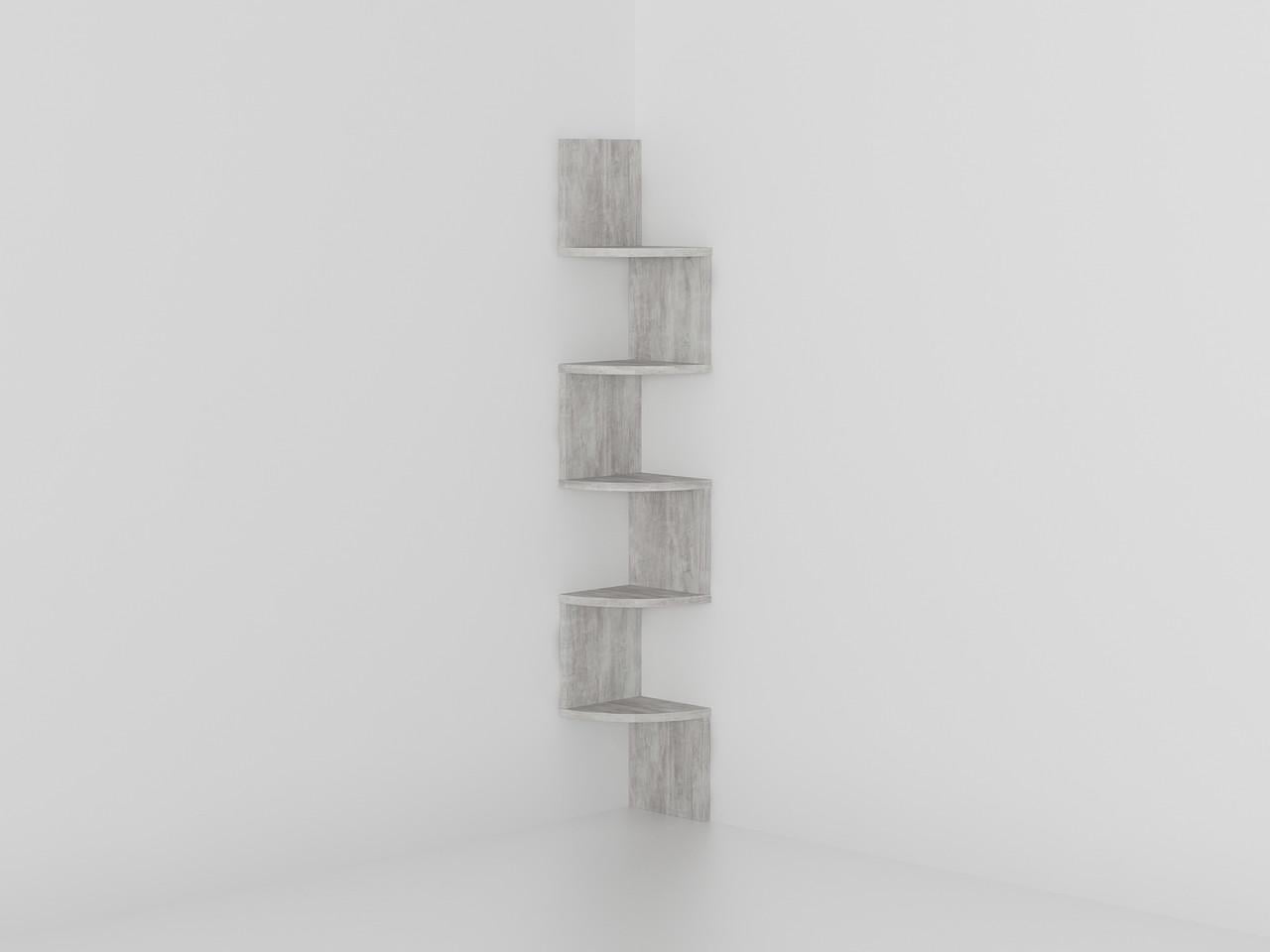 Полка для книг угловая 200x1224x200 мм Бетон Полка для книг угловая 200x1224x200 мм Бетон