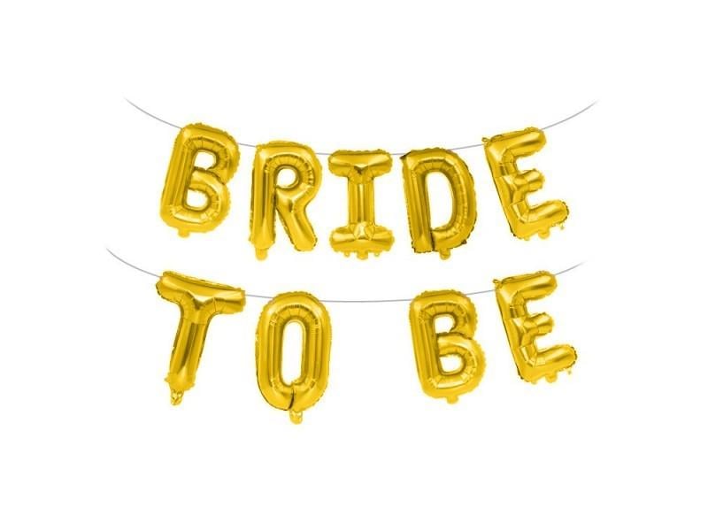 Воздушные шарики фольгированные Буквы "Bride to be" Девичник Золотой (T-077)