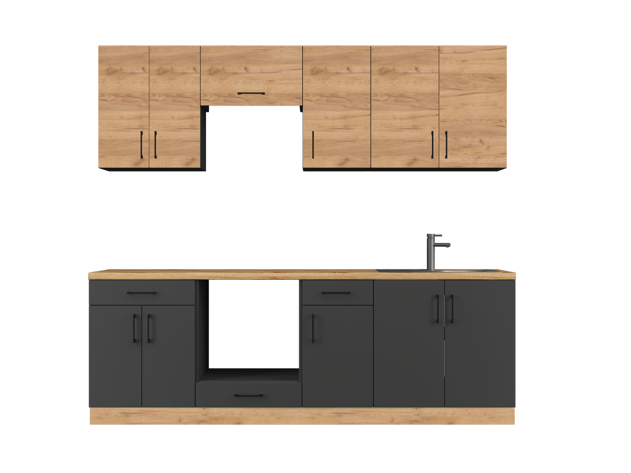 Кухня готова Еверест К-7 Оптіма та стільниця 2,4 м Крафт золотий/Антрацитовий (25032)