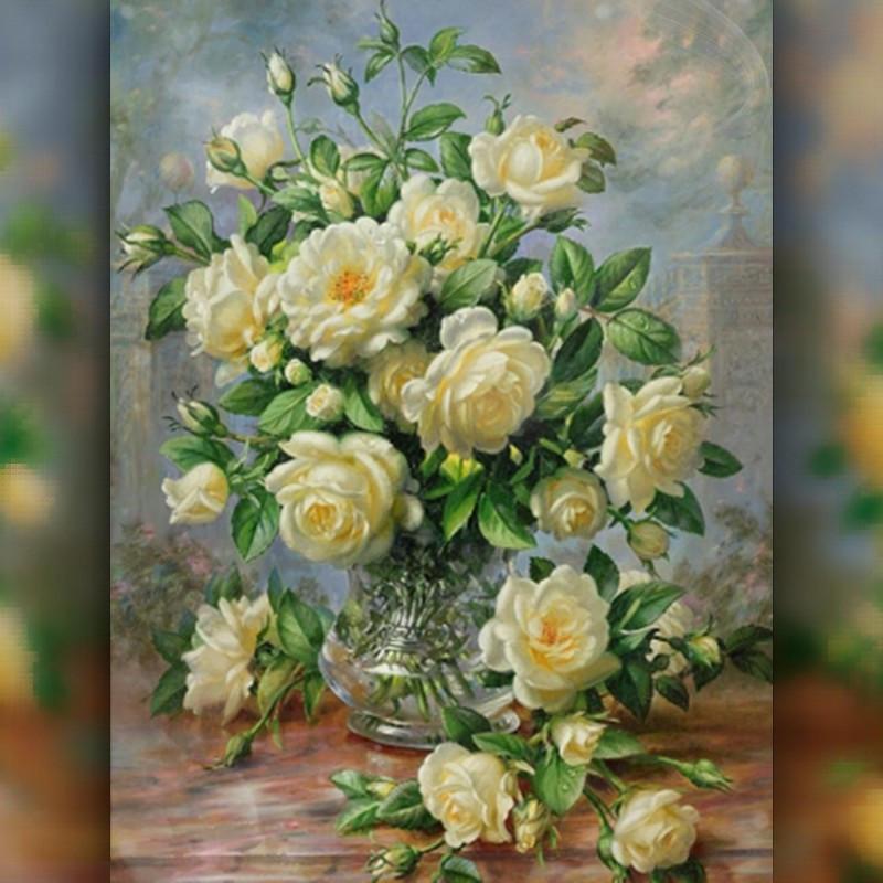 Алмазная вышивка The Wortex Diamonds Жолтые Розы 30x40 см TWD10014
