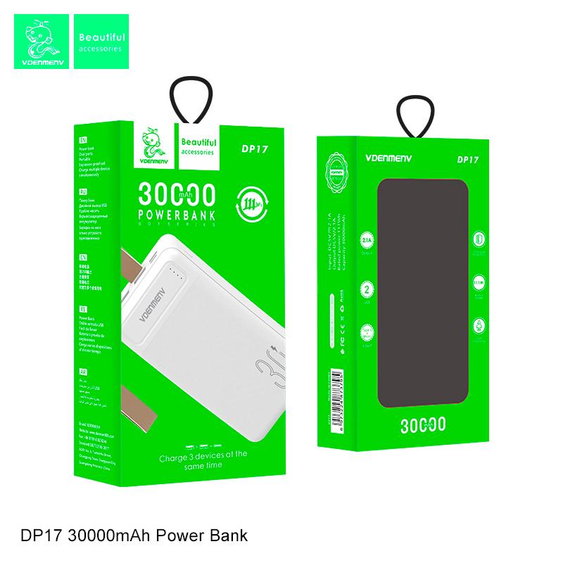 Павербанк Denmen DP17 li-polymer DC5 V/2,1 A 30000 mAh Белый (MOB-00-00911724) - фото 2