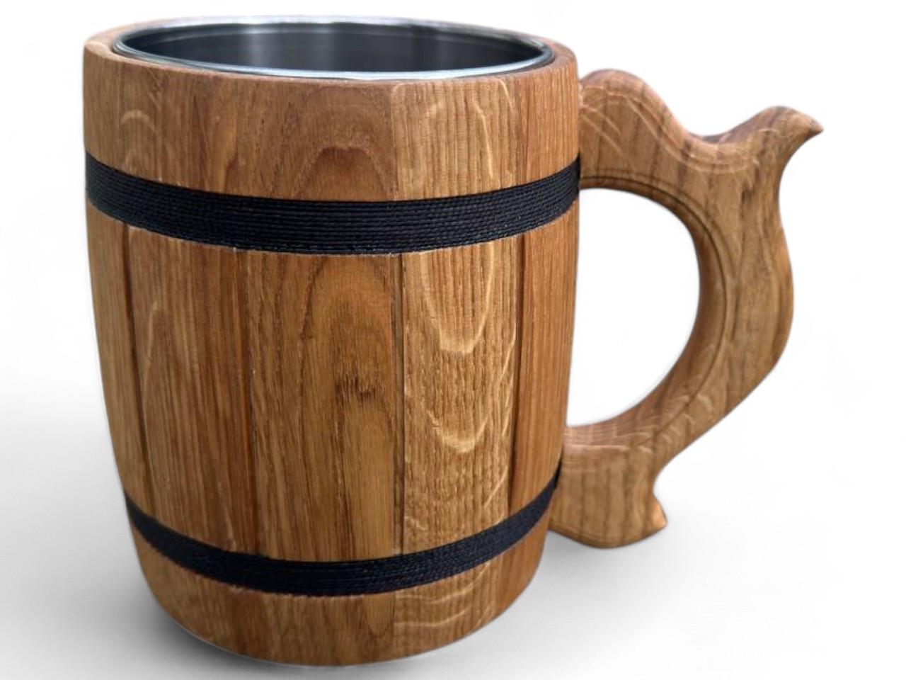 Кружка деревянная пивная ручной работы Дуб светлый (2473136626)