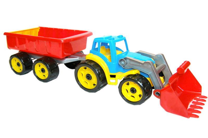 Трактор дитячий ТехноК з причепом пластиковий 64х19х16 см Різнобарвний (3688)