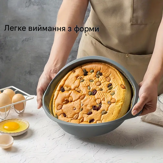 Форма для випікання силіконова з ручками кругла 13,8 см Сірий (SAM-0091) - фото 4 Форма для випікання силіконова з ручками кругла 13,8 см Сірий (SAM-0091) - фото 4