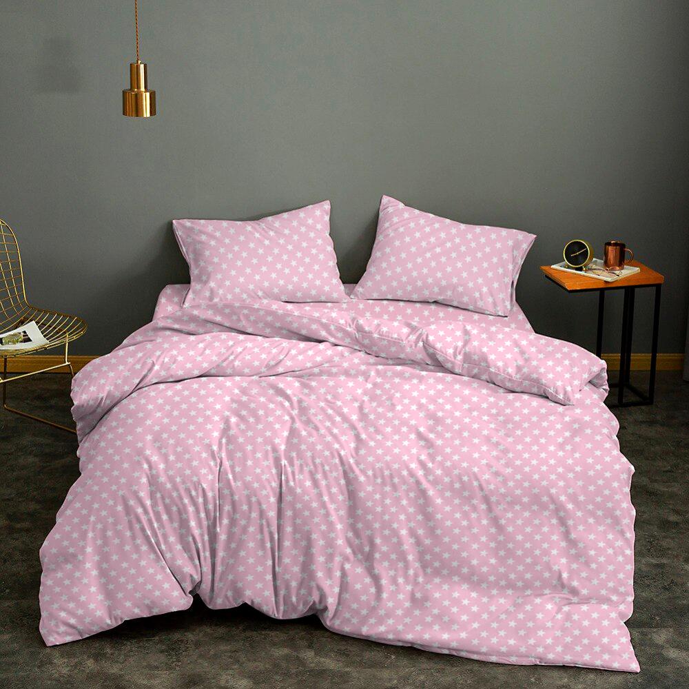 Комплект постельного белья Zastelli 171 звезды на розовом полуторный бязь 145х210 см Розовый