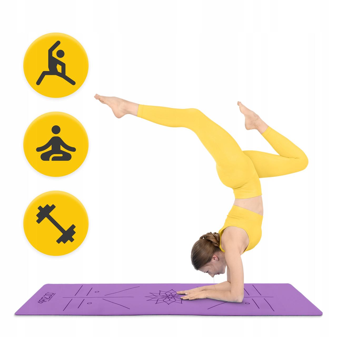 Коврик спортивный 4fizjo PU для йоги и фитнеса 183x61x0,4 см Violet (P-5907739319548) - фото 2