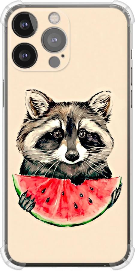 Чехол на iPhone 13 Pro Max Енотик с арбузом (4605sp-2371-42517)