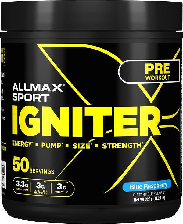 Предтренировочный комплекс AllMax Igniter Pre-Workout Blue Raspberry 320 g