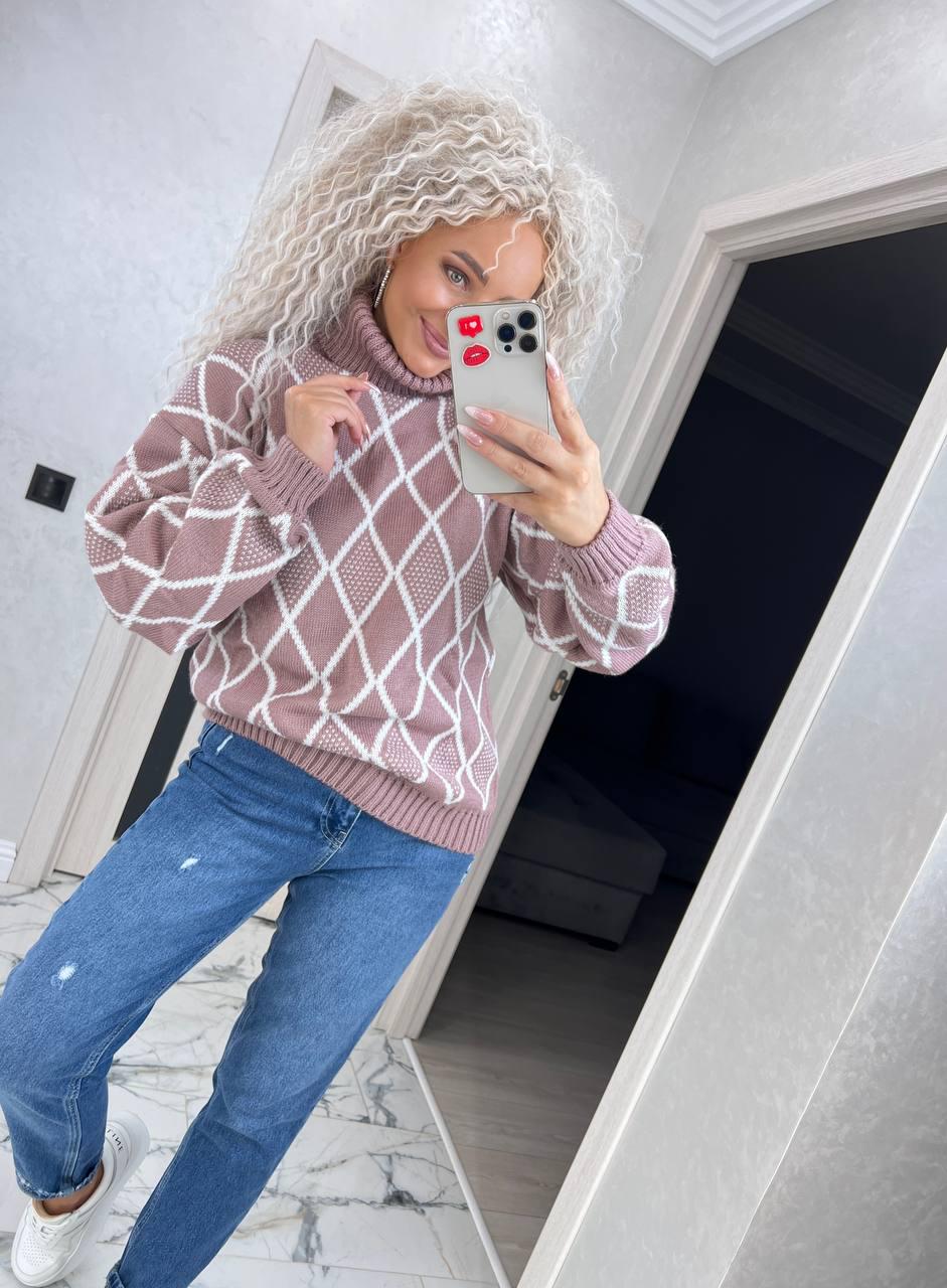 Светр жіночий Єва під горло р. 44-52 Капучино (240/а-нс)