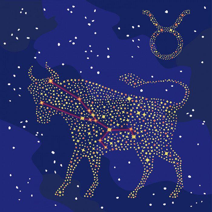 Картина по номерам Ідейка Звездный знак Телец с краской металлик 50х50 см (KH9507)