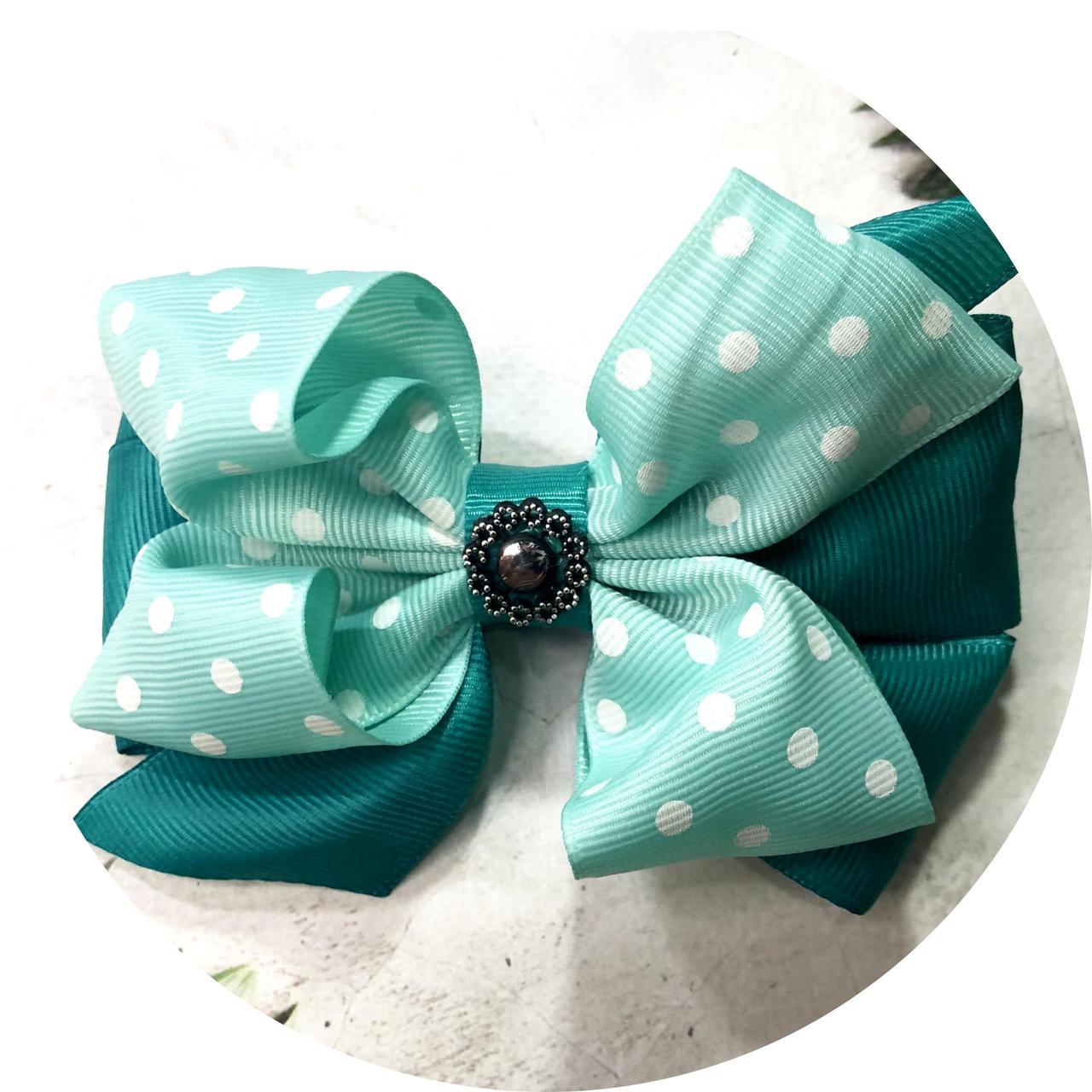 Бантик для волос детский на резинке 11 см Бирюзовый (10342)