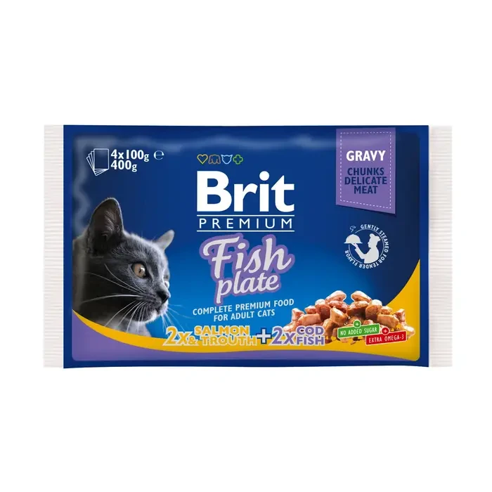 Вологий корм Brit Premium Cat Fish Plate асорті з 2 смаків Рибна тарілка 400 г (100276 /506248) Вологий корм Brit Premium Cat Fish Plate асорті з 2 смаків Рибна тарілка 400 г (100276 /506248)
