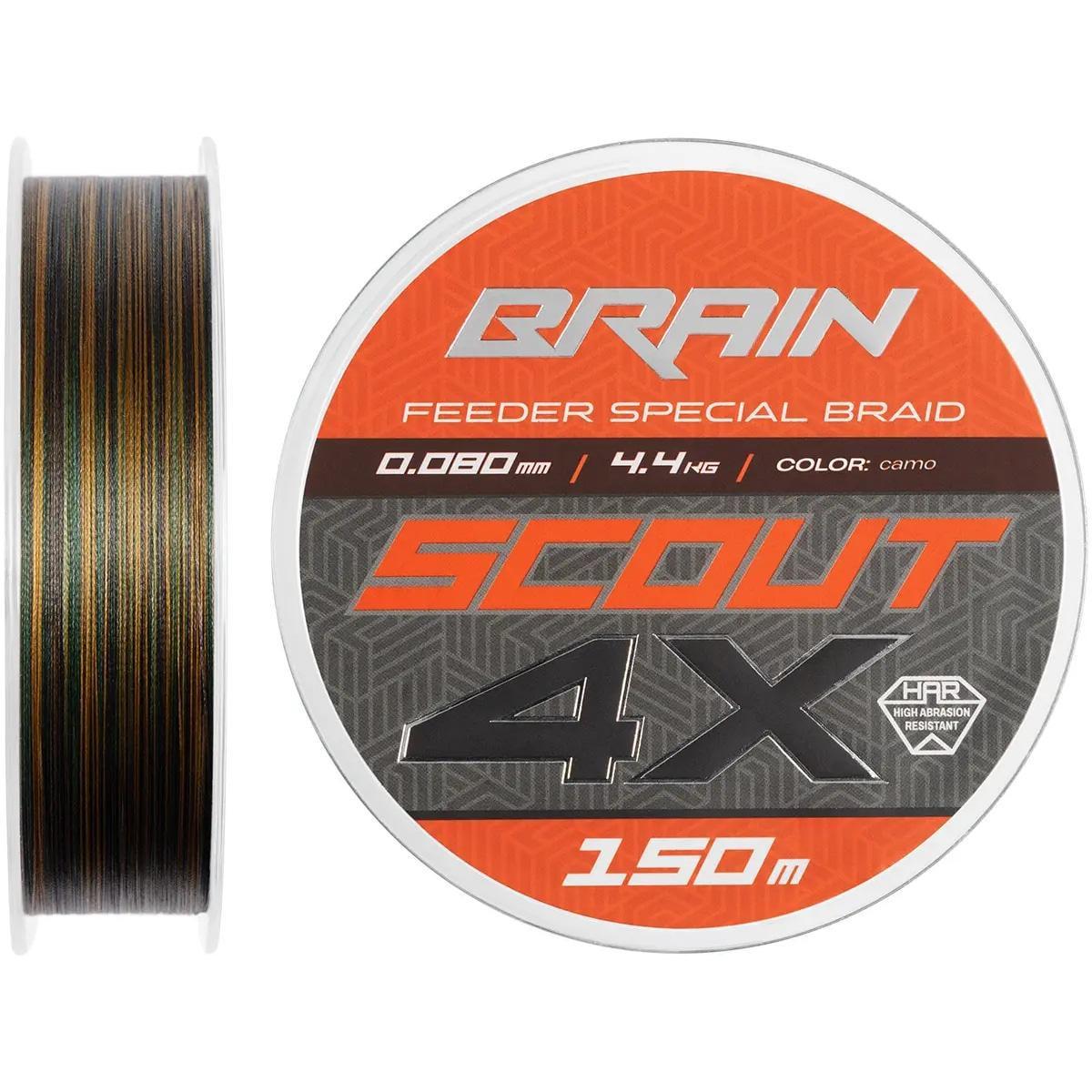 Шнур Brain Scout 4X 2026 0,080 мм 4,4 кг 150 м Camo (3037599509) Шнур Brain Scout 4X 2026 0,080 мм 4,4 кг 150 м Camo (3037599509)