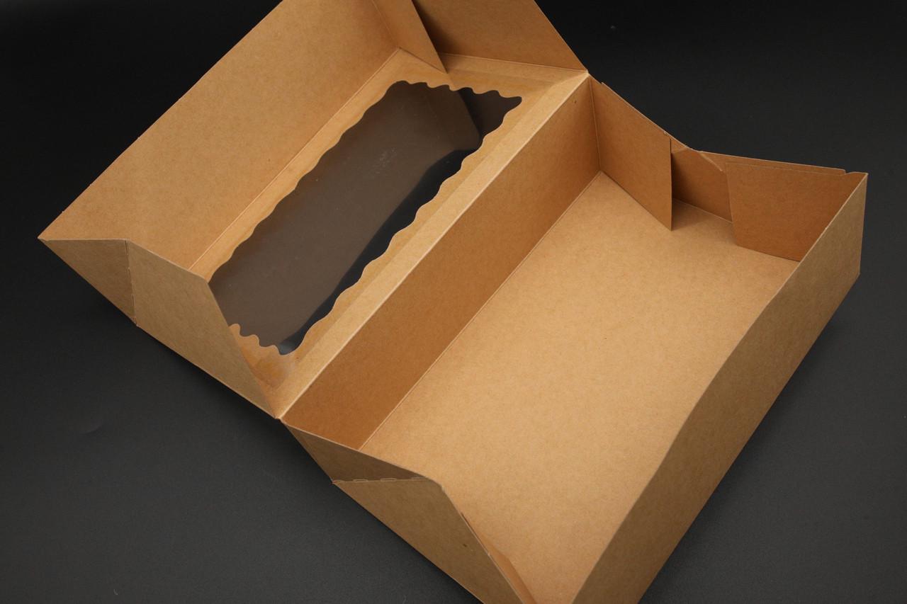 Коробка подарочная с откидной крышкой сборная с фигурным окошком 22,5х14,5х7 см Крафт (OA-45) - фото 2 Коробка подарочная с откидной крышкой сборная с фигурным окошком 22,5х14,5х7 см Крафт (OA-45) - фото 2