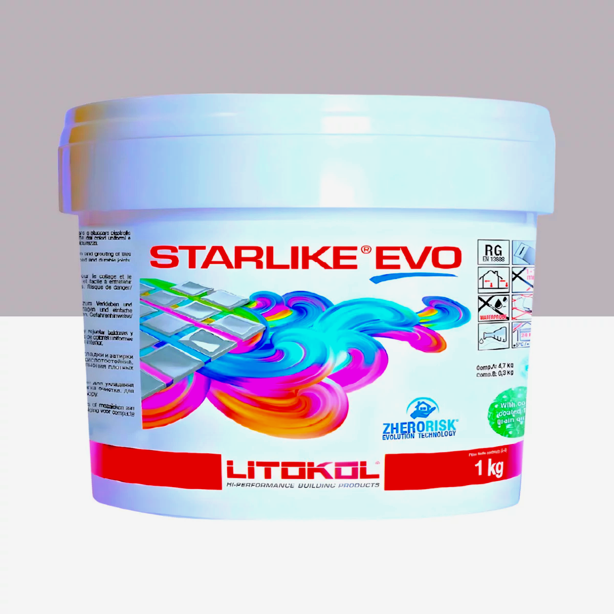 Затирка для плитки Litokol Starlike EVO 110 двокомпонентна епоксидна 1 кг Сірий перламутр