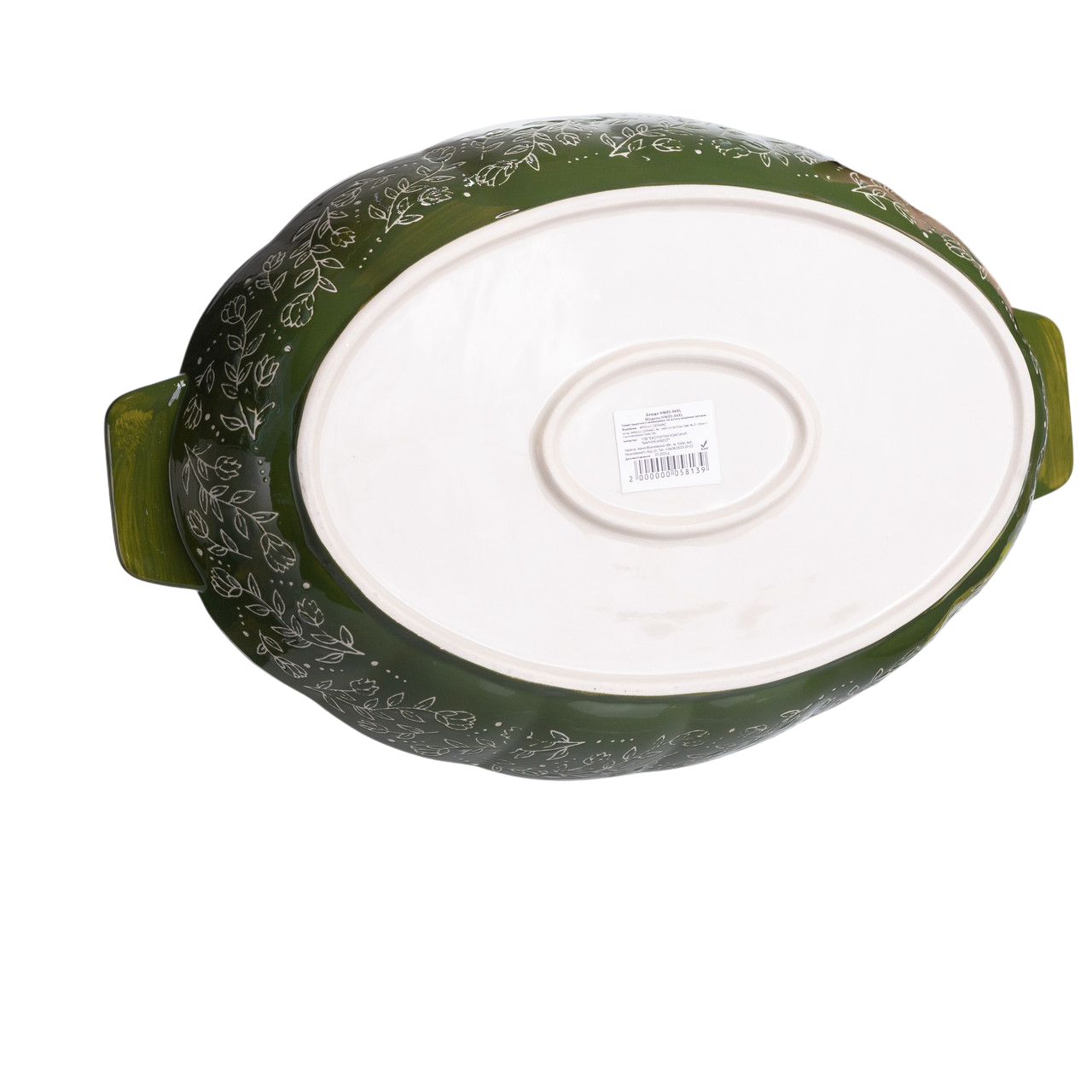 Форма для запекания в духовке фарфоровая овальная Vintage с ручками 2,5 л 36х25х6,5 см Зеленый (HM05-04) - фото 11 Форма для запекания в духовке фарфоровая овальная Vintage с ручками 2,5 л 36х25х6,5 см Зеленый (HM05-04) - фото 11