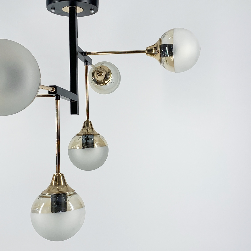 Люстра геометрическая на 6 ламп Черный (907) - фото 2