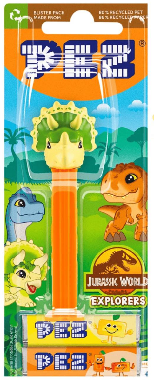 Диспенсер с конфетами Pez Jurassic World Triceratops 17 г (2885647840)