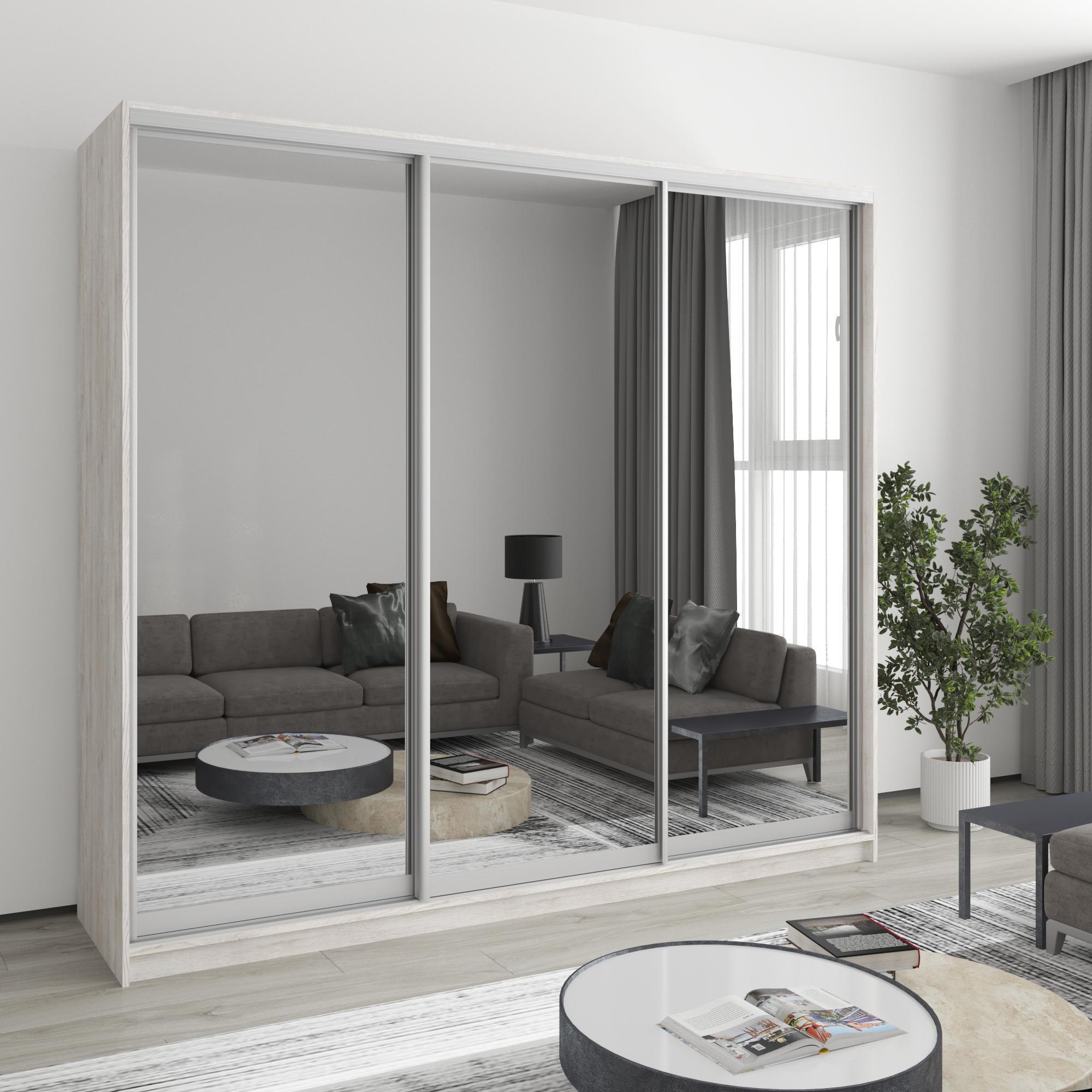 Шкаф-купе трехдверный MebelStar Комбо AL 3 Зеркала 230x45x210 см Аляска серый (MBS-3283) Шкаф-купе трехдверный MebelStar Комбо AL 3 Зеркала 230x45x210 см Аляска серый (MBS-3283)