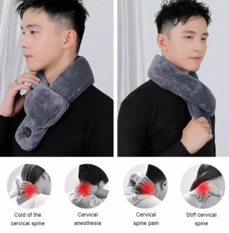 Массажный шарф для шеи SUNROZ Heating Massage Scarf с подогревом Серый (SUN8307) - фото 2