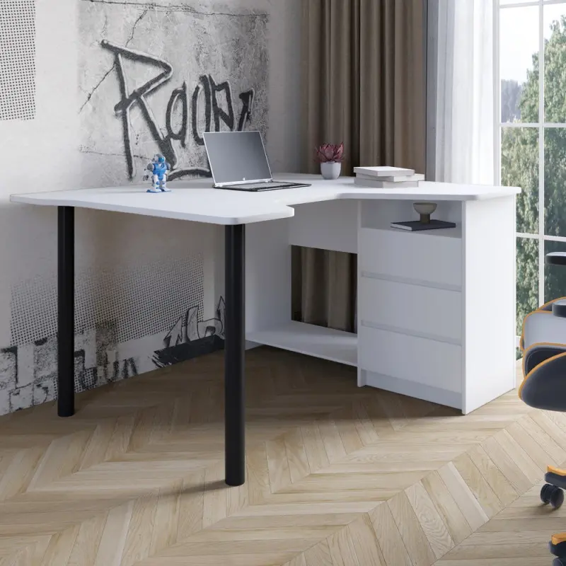 Компьютерный стол геймерский Lion Bust правосторонний угловой Нимфея Альба (Lion-041459)