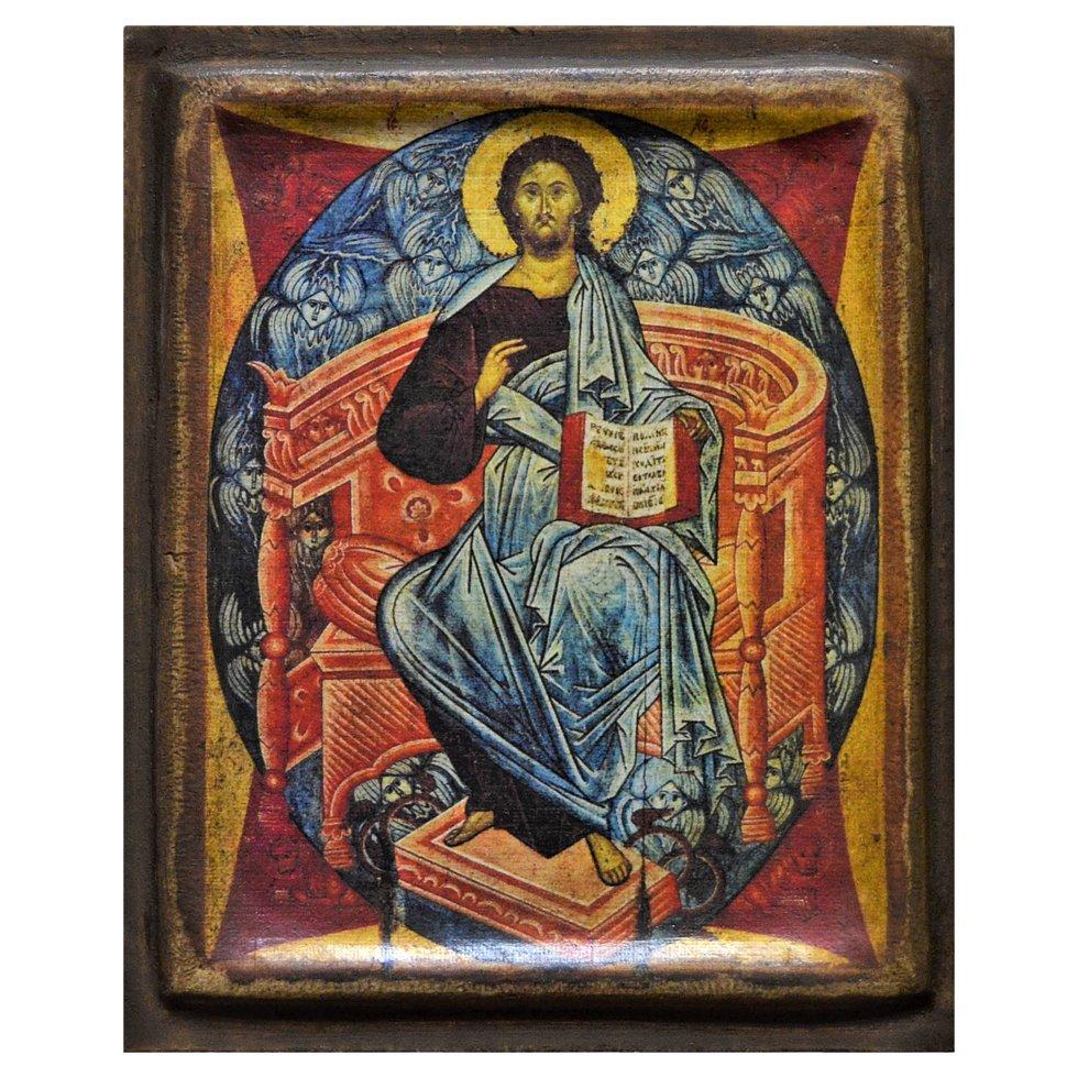 Икона Спас на престоле деревянная 20х15 см (102-0076м)